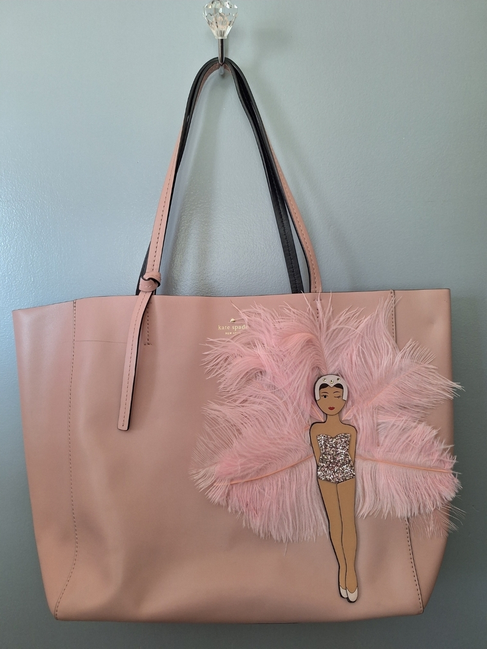 kate spade pink feather dancer tote